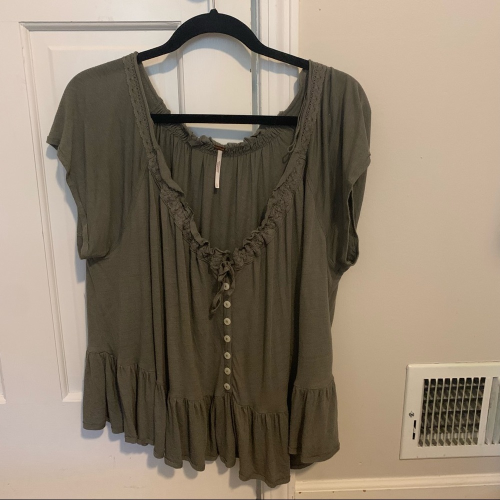 Olive green free people shirt!